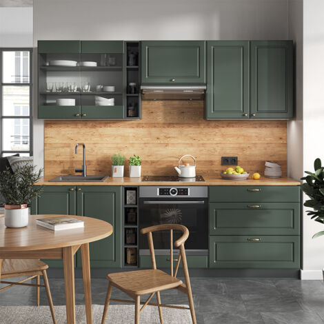 Cuisine Fame-Line, Vert et or campagne/anthracite, 235 cm sans plan de travail, Vicco (1/5)