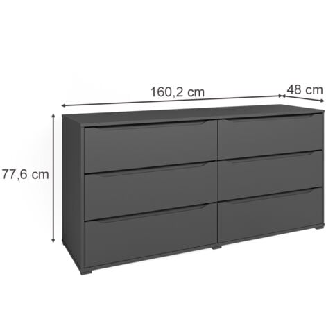 Commode avec tiroirs Ruben, Anthracite, 160 x 77.6 cm, Vicco