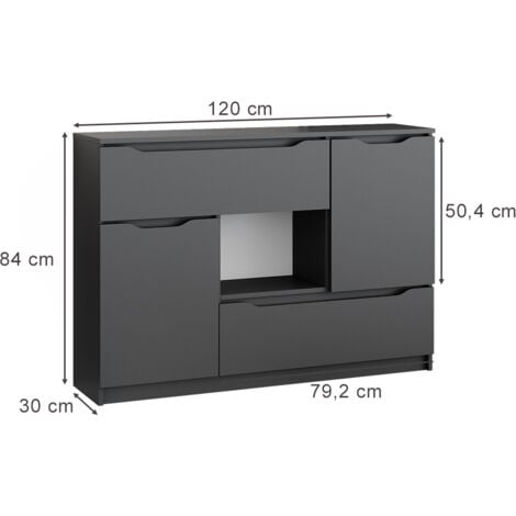 Commode avec tiroirs Ruben, Anthracite, 120 x 84 cm, Vicco