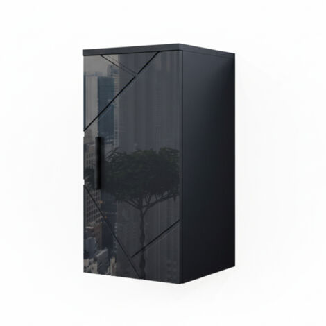 Armoire murale de salle de bain Irma, Anthracite Haute brillance, 30 x 59 cm, Vicco