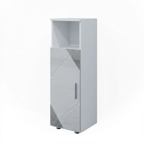 Meuble de rangement de salle de bain Irma, Blanc Haute brillance, 30 x 95 cm, Vicco