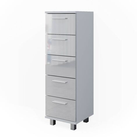 Meuble de rangement de salle de bain Ilias, Blanc Haute brillance, 30 x 95 cm, Vicco