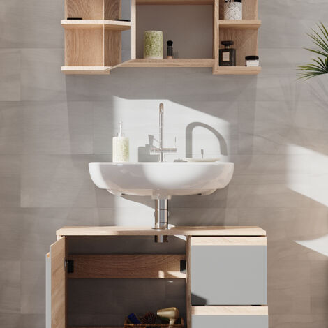 Étagère de salle de bain Karen, 30x128cm avec 4 compartiments, Sonoma/ Anthracite, Vicco 54689 à partir de 77,90 € (juin 2026