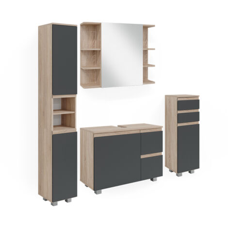 Ensemble de meubles de salle de bain J-Shape, Sonoma, 4 pièces, Vicco