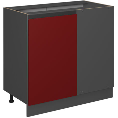 Meuble d'angle R-Line, Rouge, 86 cm J-Shape, sans plan de travail, Vicco