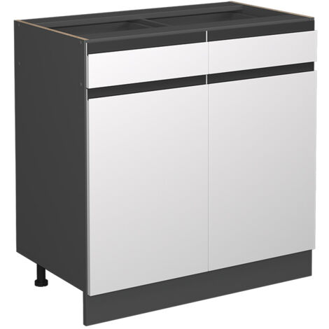 Meuble cuisine R-Line, Blanc, 80 cm J-Shape, sans plan de travail, Vicco