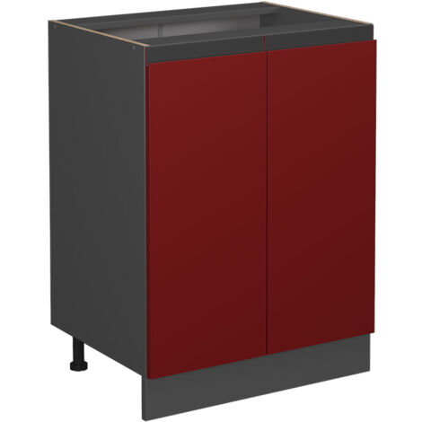 Meuble bas de cuisine R-Line, Rouge, 60 cm J-Shape, sans plan de travail, Vicco