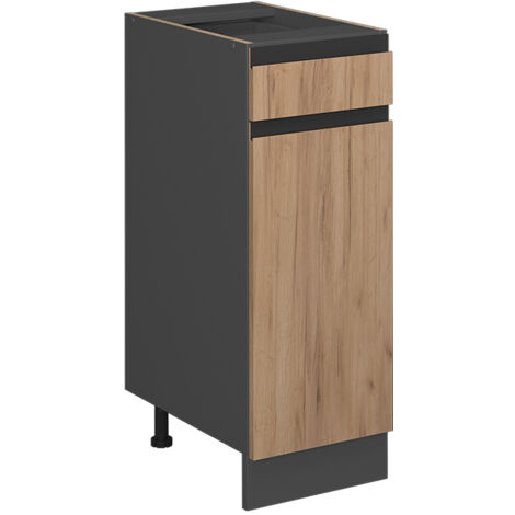 Meuble cuisine R-Line, Chêne de force doré, 30 cm J-Shape, sans plan de travail, Vicco