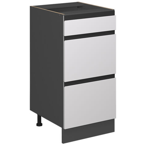 Meuble cuisine R-Line, Blanc, 40 cm J-Shape, avec tiroirs, sans plan de travail, Vicco