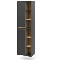 Meuble de rangement de salle de bain Viola, Anthracite, 50 x 170 cm avec portes, et compartiments ouverts, Vicco