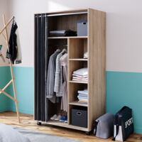 Armoire Doros, Sonoma, 100 x 168 cm ouvert, avec roulettes, Vicco