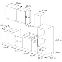 Vicco Coin cuisine Fame-Line 140cm blanc/anthracite