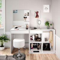 Coiffeuse Isabelle, Blanc, 140cm avec tabouret, Vicco