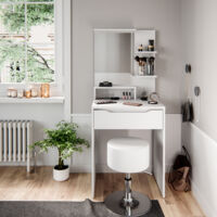 Coiffeuse Ruben, Blanc, 60 cm avec tabouret, Vicco