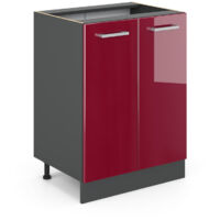 Meuble bas de cuisine R-Line, Rouge brillant, 60cm sans PT, Vicco