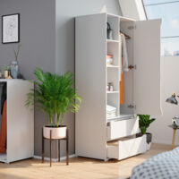 Armoire Penderie Vicco Ruben 80 Cm – Blanche – Chambre Ado