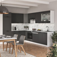 Meuble pour four Fame-Line, 60cm, Anthracite Haute brillance, Blanc, Vicco - Maison