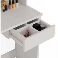 Vicco Coiffeuse Meryl, Blanc, 80cm avec éclairage LED et Tabouret, Convient pour Le Maquillage, la Coiffure et Le Rangement des cosmétiques