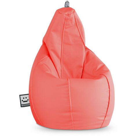 Pouf Poire Similicuir Corail XXL Corail
