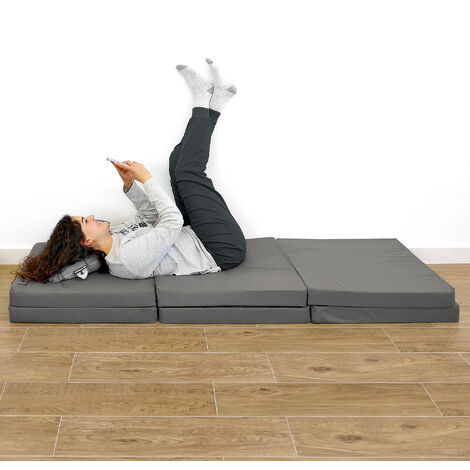Pouf Lit Confort Gris Fonçé Unique Gris
