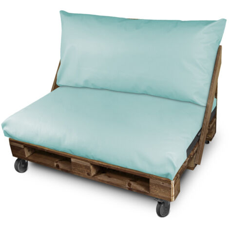 Coussin pour palette Similicuir Extérieur Bleu Ciel Set: Siège 120x80x20 + Dossier 120x45x25 Bleu Ciel