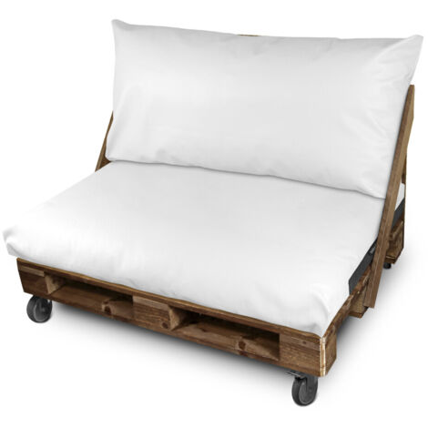 Coussin pour palette Similicuir Extérieur Blanc Dossier d’Angle 65x45x25 Blanc