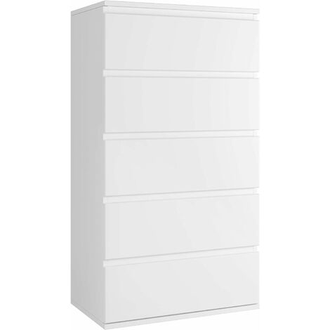 Kommode Sideboard mit 5 Schubladen Schubladenschrank Flurkommode für Schlafzimmer Wohnzimmer Flur 55x33x100cm weiß
