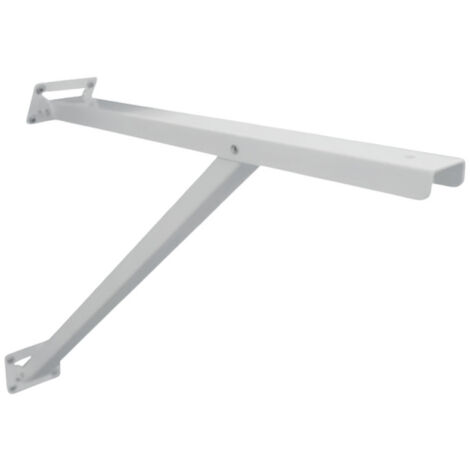 Wandwinkel unter geneigter Schräge 390x315 mm, Gelenkregalhalter, 100 kg, Stahl weiß