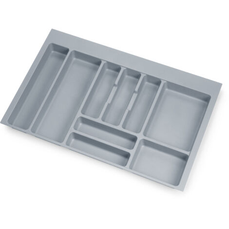 Emuca Optima Besteckhalter für Universalschublade, 800-mm-Modul, Kunststoff, Grau