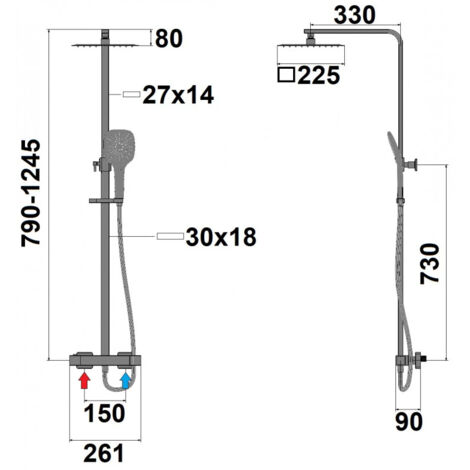 YOOZENA Thermostat Duschsäule Aus Edelstahl – Mit Regendusche, Handbrause & Höhenverstellbarer Säule