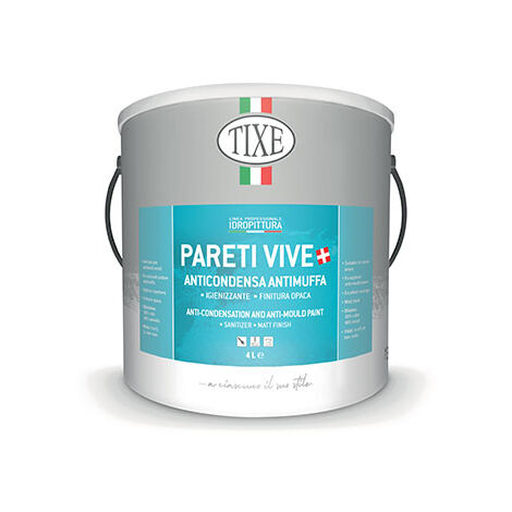 Tixe PARETI VIVE Idropittura anticondensa antimuffa umido bianca opaca 4 LT 4 LITRI