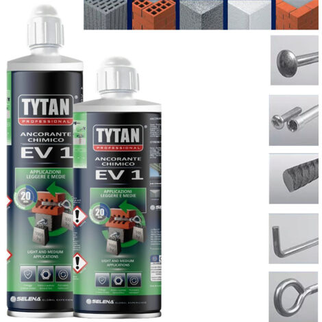 Tytan Ancorante Chimico EV 1 Poliestere senza stirene 300 ml e 400 ml grigio 400 ml