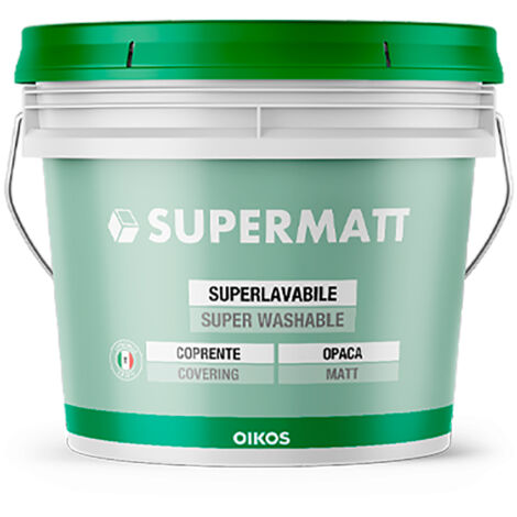 Pittura super lavabile opaca Oikos Supermatt bianca lt. 14