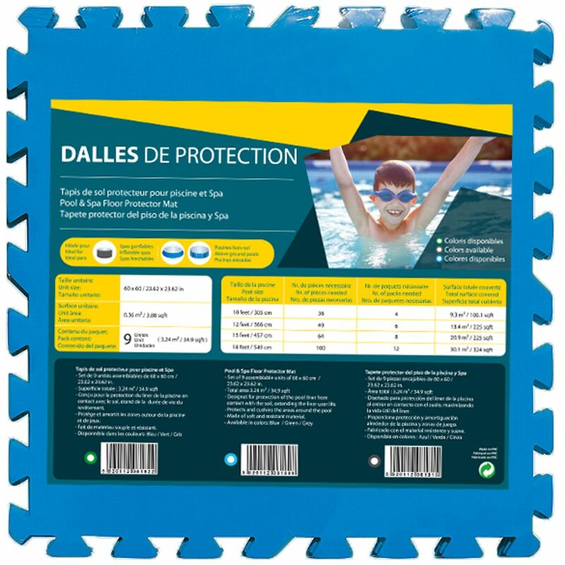 Protectores suelo acolchados encajables 8 uds 50x50x0,5cm 1,9 m² INTEX