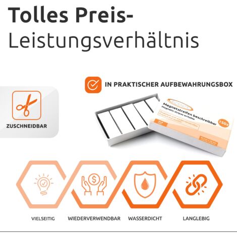 Magnetetiketten Magnetschilder 100 x 20 mm beschreibbar weiß | magnet -shop.net