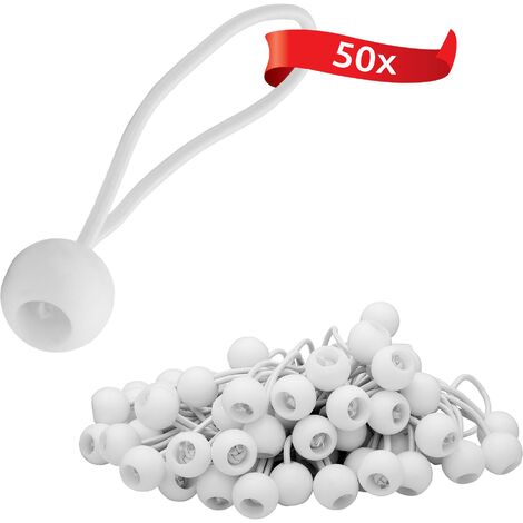 50x Spann-Gummi mit Kugel Weiss Planenspanner Zelt-Gummis Expanderschlingen