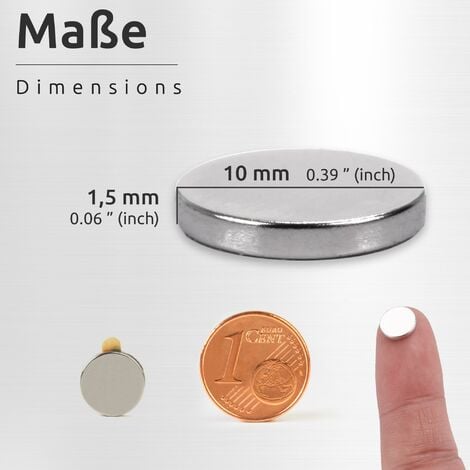 Neodym Klebe-Magnete 20x selbstklebend Magnet Scheibe stark rund klein  10x1,5mm