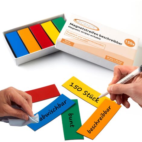 Teklemon Magnetstreifen 54-teilig - Beschreibbare Whiteboard Magnete 7,9x2,9cm