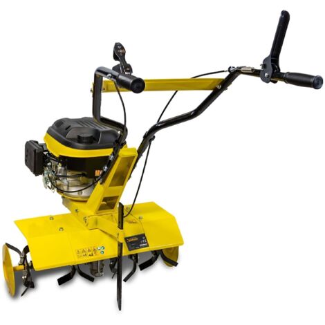 GARLAND MULE 561QG  V20   Motoazada de gasolina   Motor 4 tiempos de 173 cc y 36 kg de peso. 6 Grupos de fresas de 27 cm, ancho de trabajo 60 cm. Tiro regulable y discos protege plantas.