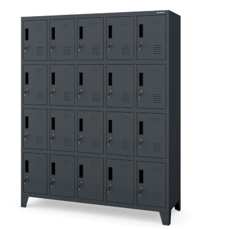 Armoire à 20 casiers en métal ROBERT, 1360 x 1720 x 450 mm, anthracite