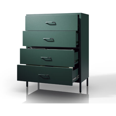 Commode 4 tiroirs CARLA, 800 x 1015 x 400 mm, Modern: vert bouteille