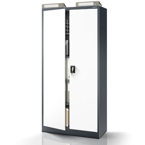 Armoire en métal verrouillable JAN H, 900 x 1950 x 400 mm, blanc anthracite