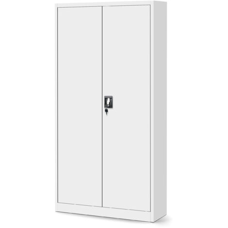 Armoire en métal avec compartiment supplémentaire TOMASZ, 900 x 1850 x 450 mm, blanc