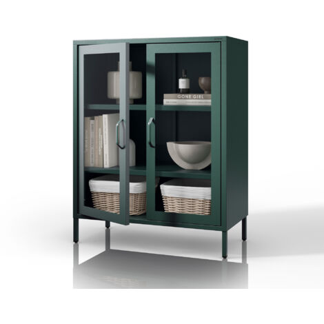 Vitrine en verre GINA, 800 x 1015 x 400 mm, Modern: vert bouteille