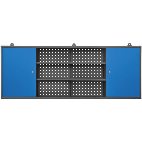 Armoire murale d’atelier LEO, 1600 x 600 x 200 mm, bleu anthracite