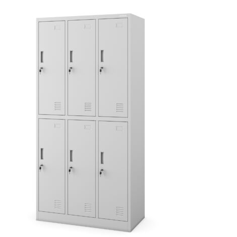 Armoire à 6 portes IGOR, 900 x 1850 x 450 mm, gris