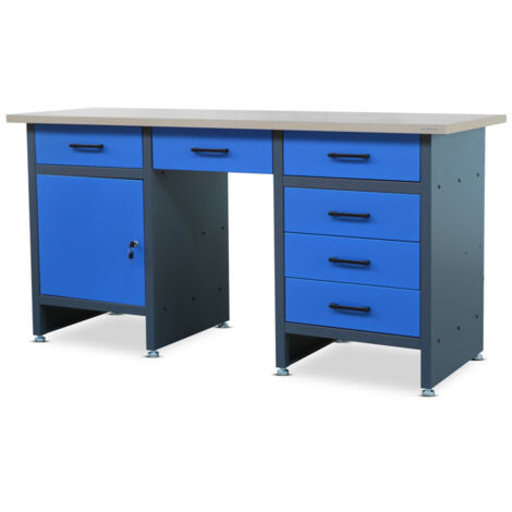 Établi FRANK, 1700 x 850 x 600 mm, bleu anthracite