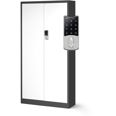 Armoire en acier verrouillable à combinaison modèle DANIEL, 900 x 1850 x 400 mm, blanc anthracite