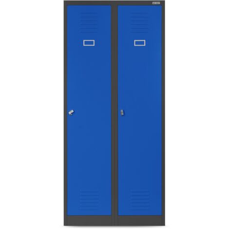 Armoire de sécurité et d'hygiène, 4 compartiments KACPER, 800 x 1800 x 500 mm, bleu anthracite