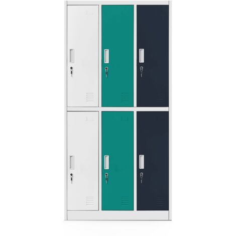 Armoire à 6 portes IGOR, 900 x 1850 x 450 mm, gris/multicolore